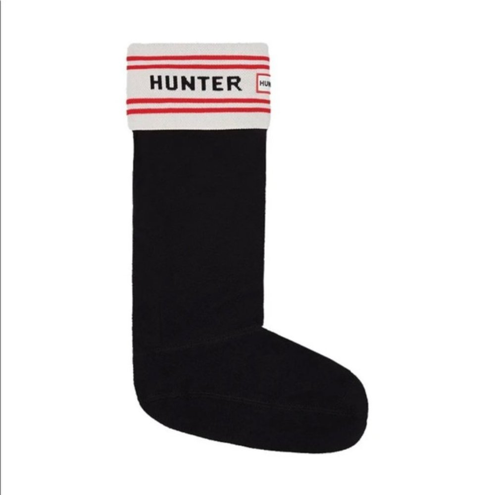 Hunter Black Boot Socks with Red and White Trim - Picture 3 of 3